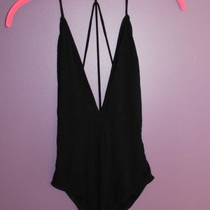 Deep V, Open-Back Bodysuit
